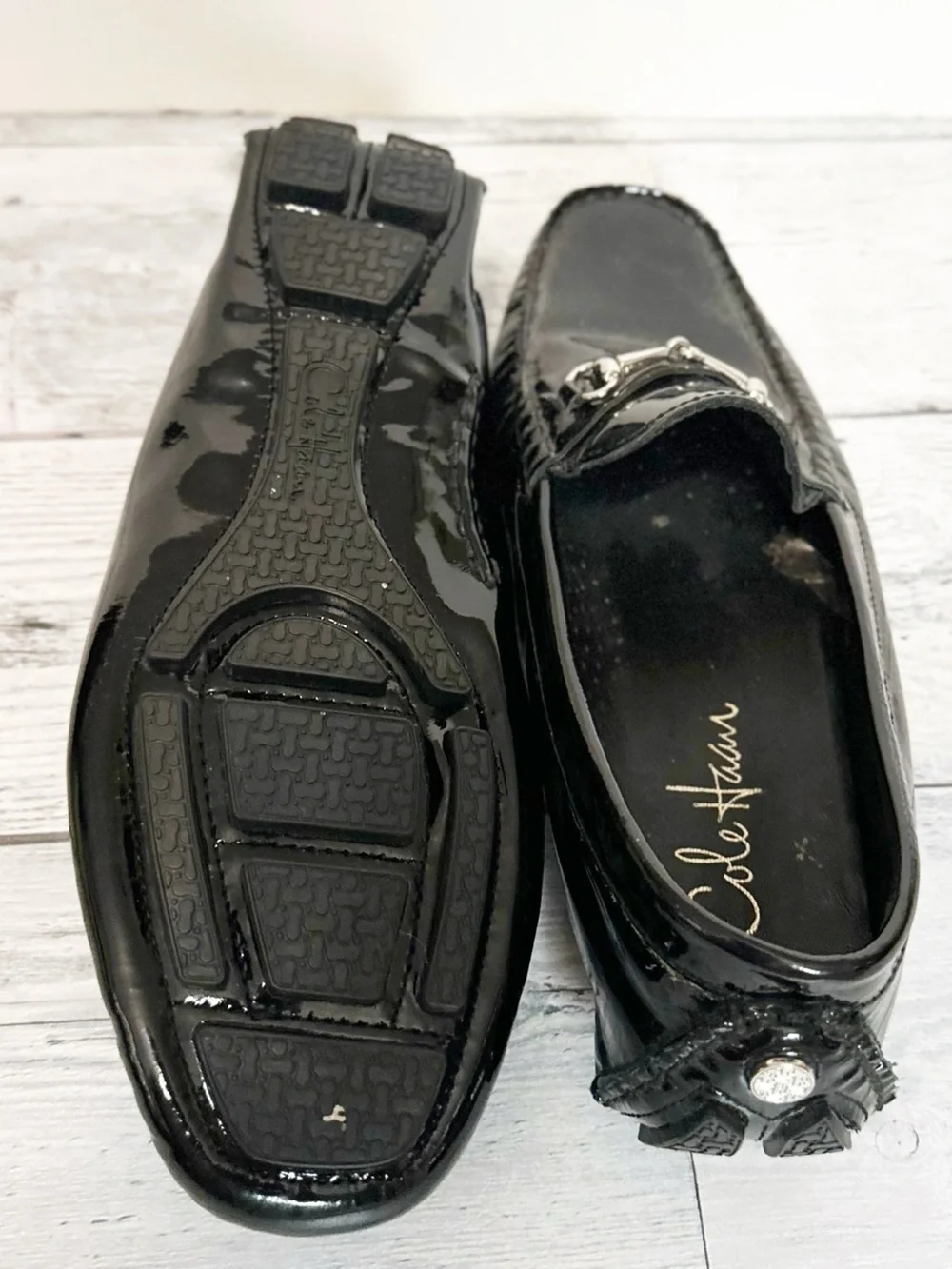 Cole Haan Black Patent Leather Loafers Sz